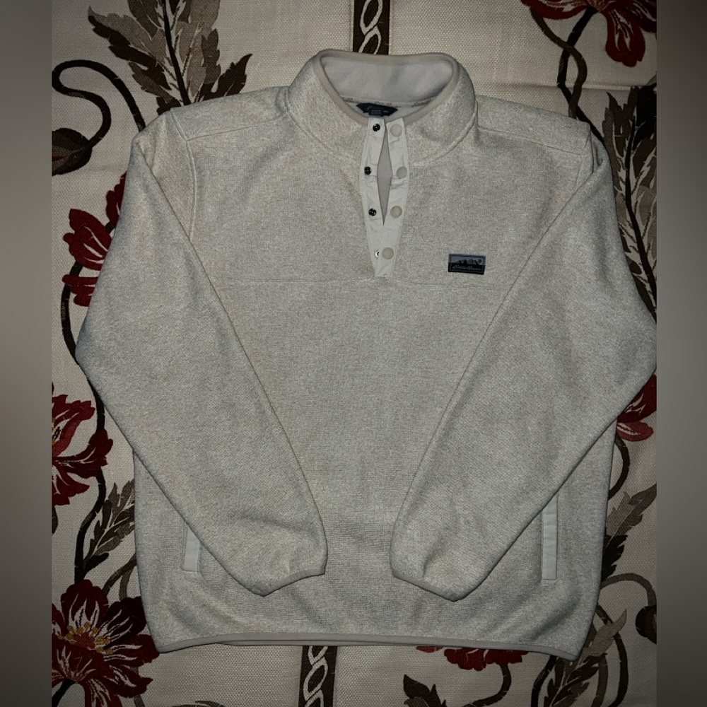 Eddie Bauer Men’s Beige Button Up Sweater Size XL